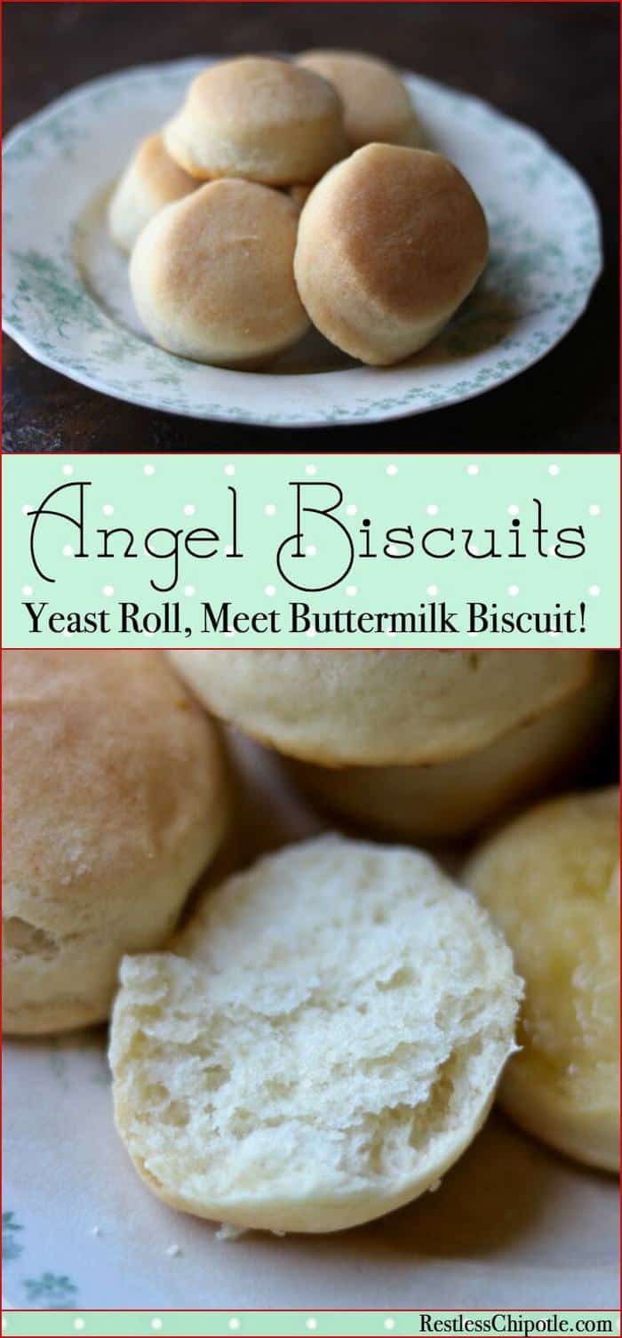 This angel biscuits recipe comes out super light and fluffy. It is so easy - you can even make it ahead and keep the dough in the fridge! From RestlessChipotle.com
