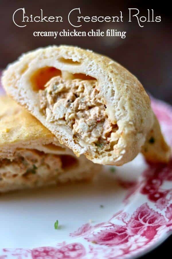 Easy chicken crescent rolls have a creamy chicken chile enchilada filling. SO yummy! RestlessChipotle.com