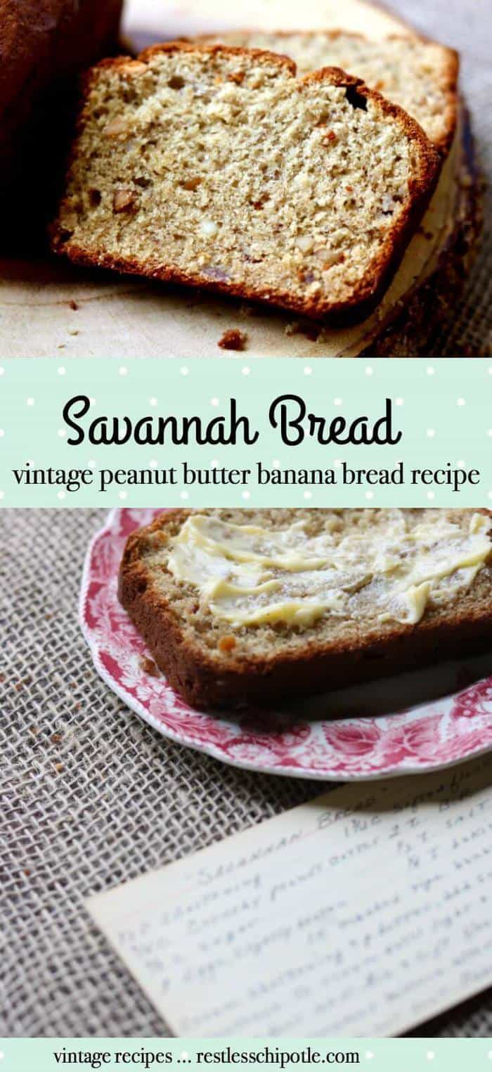 Vintage recipe for peanut butter banana bread is so good. It was called Savannah Bread at my house and this recipe is from the 1940s. RestlessChipotle.com