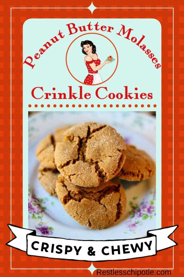 Easy, homemade peanut butter cookies are crispy and chewy with crinkly tops. Old fashioned cookies that freeze well and ship well. No chilling time needed! #chewy #easy #best #restlesschipotle