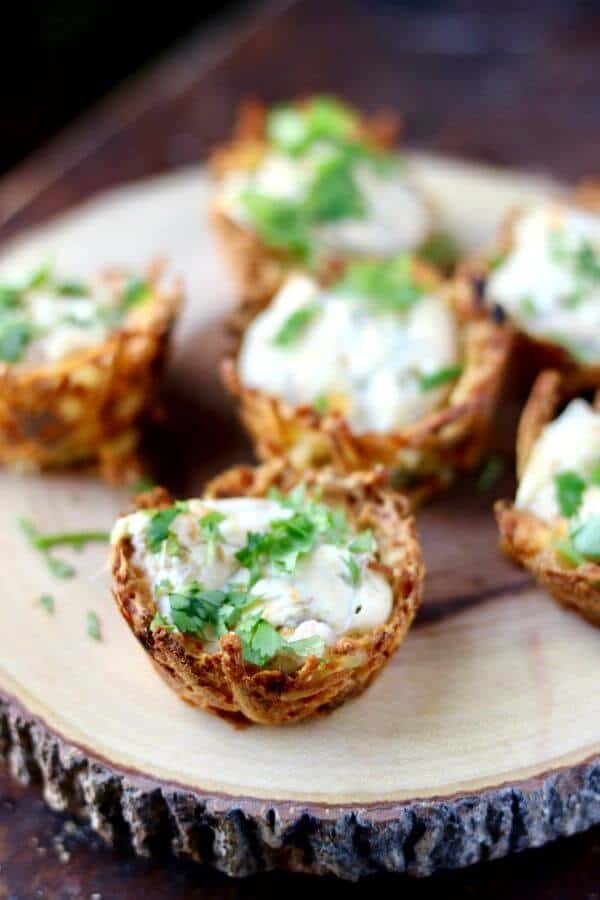 Hash brown chile cups are a delicious finger food that is a perfect side to sausage cheese quiche. RestlessChipotle.com
