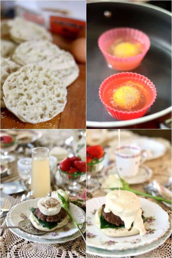 Step by step image collage describing how to make Tex Mex Eggs Benedict.