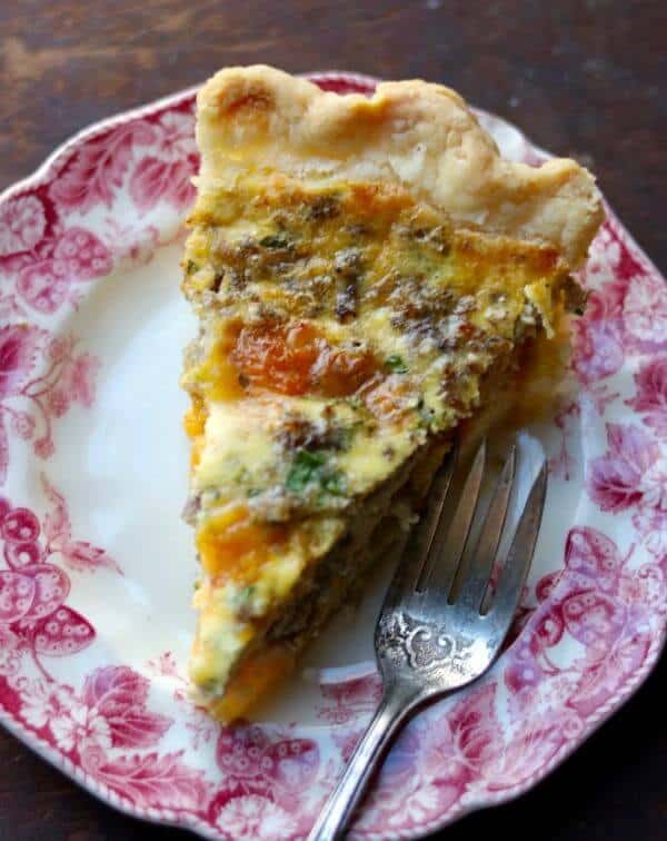Easy cheese and sausage quiche is perfect for a sunny southwestern brunch. From RestlessCHipotle.com