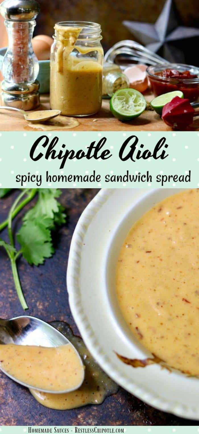 Chipotle Aioli is a spicy version of the classic French garlic aioli recipe. It's basically a homemade mayonnaise with a lot of extra flavor. From RestlessChpotle.com