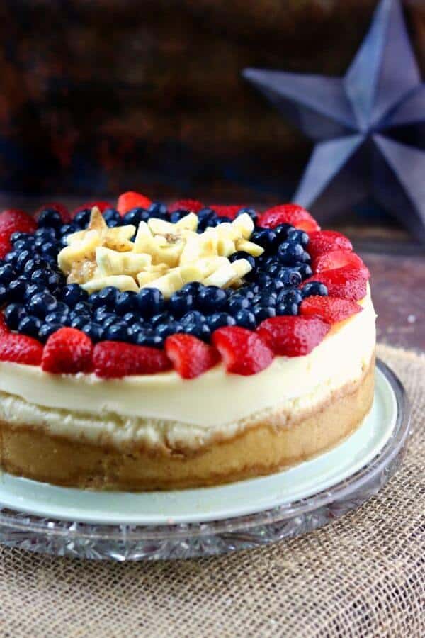 Plain cheesecake recipe is the best homemade cheesecake ever AND the perfect foundation for thousands of variations like this 4th of July cheesecake! From RestlessChipotle.com