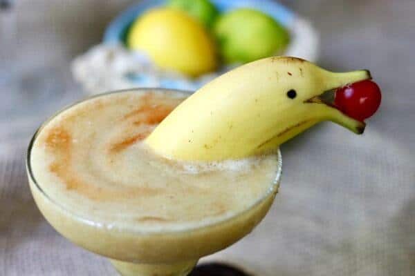 Closeup of the banana daiquiri.