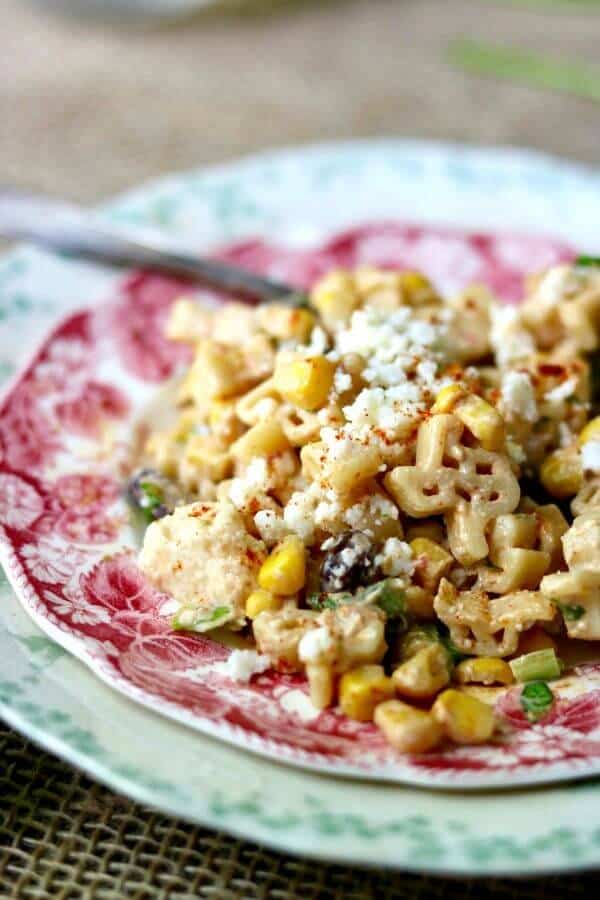 Close up of Tex-Mex pasta salad.