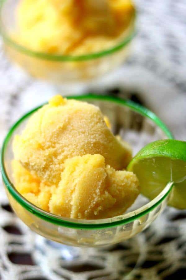 So good! Fresh and juice peach sorbet tastes like summer! From RestlessChipotle.com