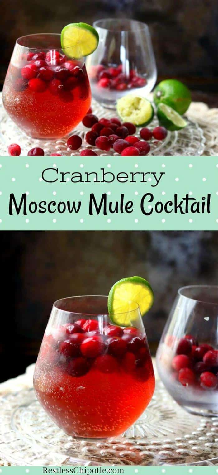 The cranberry Moscow mule is a seasonal twist on the ever popular Moscow Mule. Orange vodka and cranberries give this vodka cocktail plenty of holiday flavor and festive color. #SundaySupper #vodkacocktail #wintercocktail