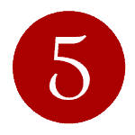 white number five in a red circle
