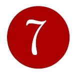 white number seven in a red circle