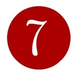 white number seven in a red circle