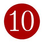 white number ten in a red circle