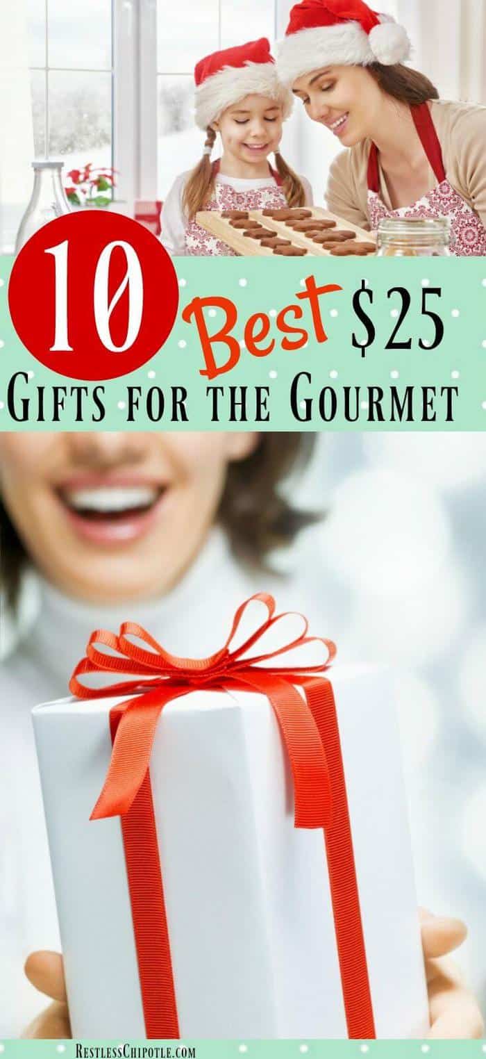 If you're looking for the best gifts for the gourmet in your life, but your bank account is starting to wheeze from Christmas shopping overload you'll love this list of 10 gifts for your favorite foodie -- all under $25! From RestlessChipotle.com #giftguide #giftideas