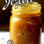 Jezebel sauce in a jar for Pinterest.