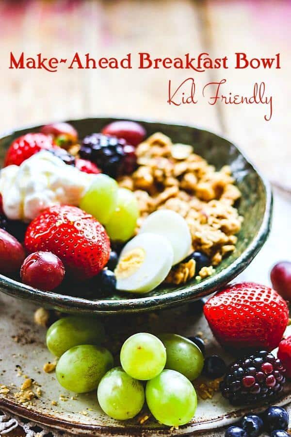 Grapes, berries, and an egg combine in a pretty pottery bowl. Title image