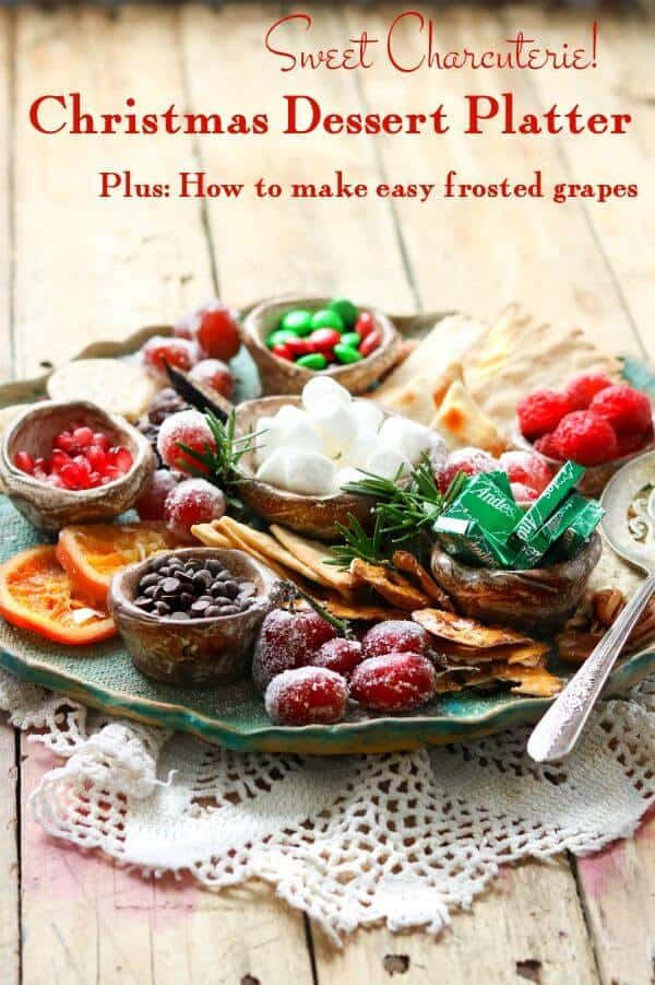 A Christmas dessert tray on a wooden table. Title image.