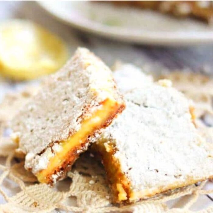 Lemon Bars showing the texture of the filling.