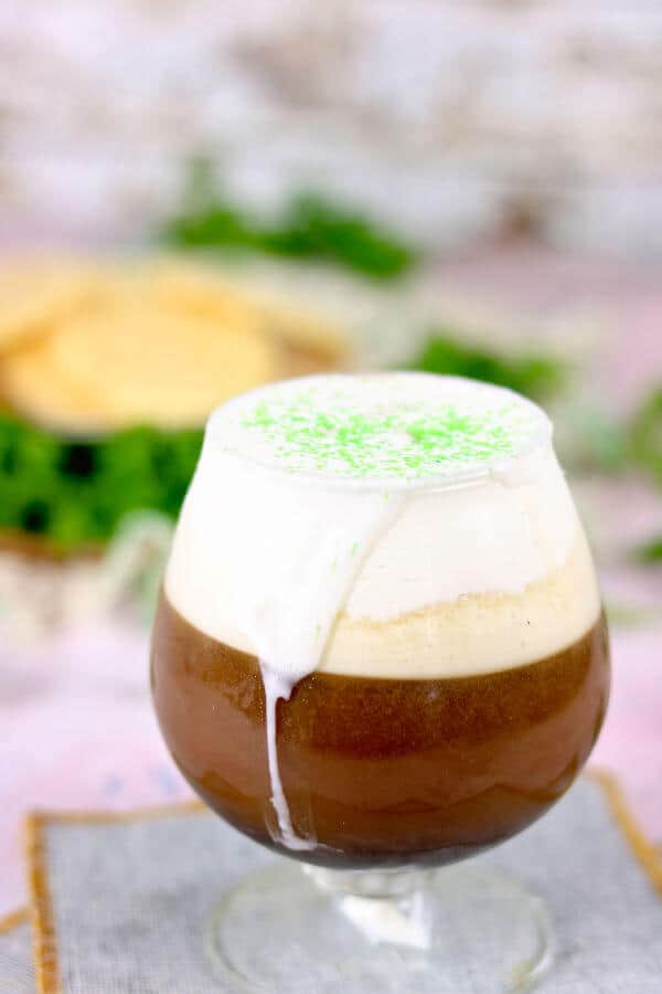 Closeup of an Irish Temper, a twist on the classic Irish Coffee recipe.