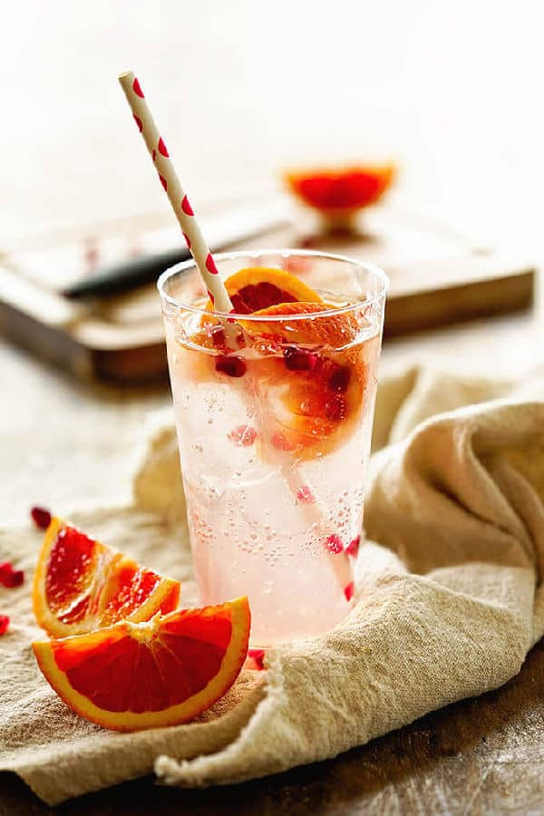 Blood Orange Paloma in an on the rocks glass.