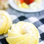 Close up of lemon pound cake showing the texture.