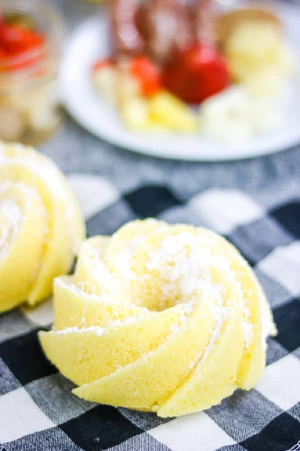 Close up of lemon pound cake showing the texture.