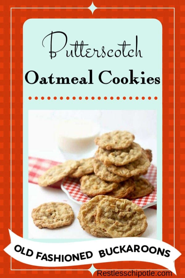 Butterscotch oatmeal cookies recipe is the stuff memories are made of. We call them butterscotch buckaroons -they\'re jam packed with pecans and toffee! #butterscotch #oatmeal #easy