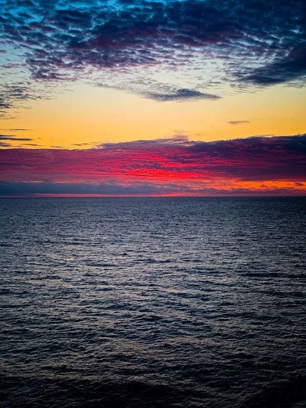 Vivid Alaskan Sunset over the ocean on the Alaskan Cruise.