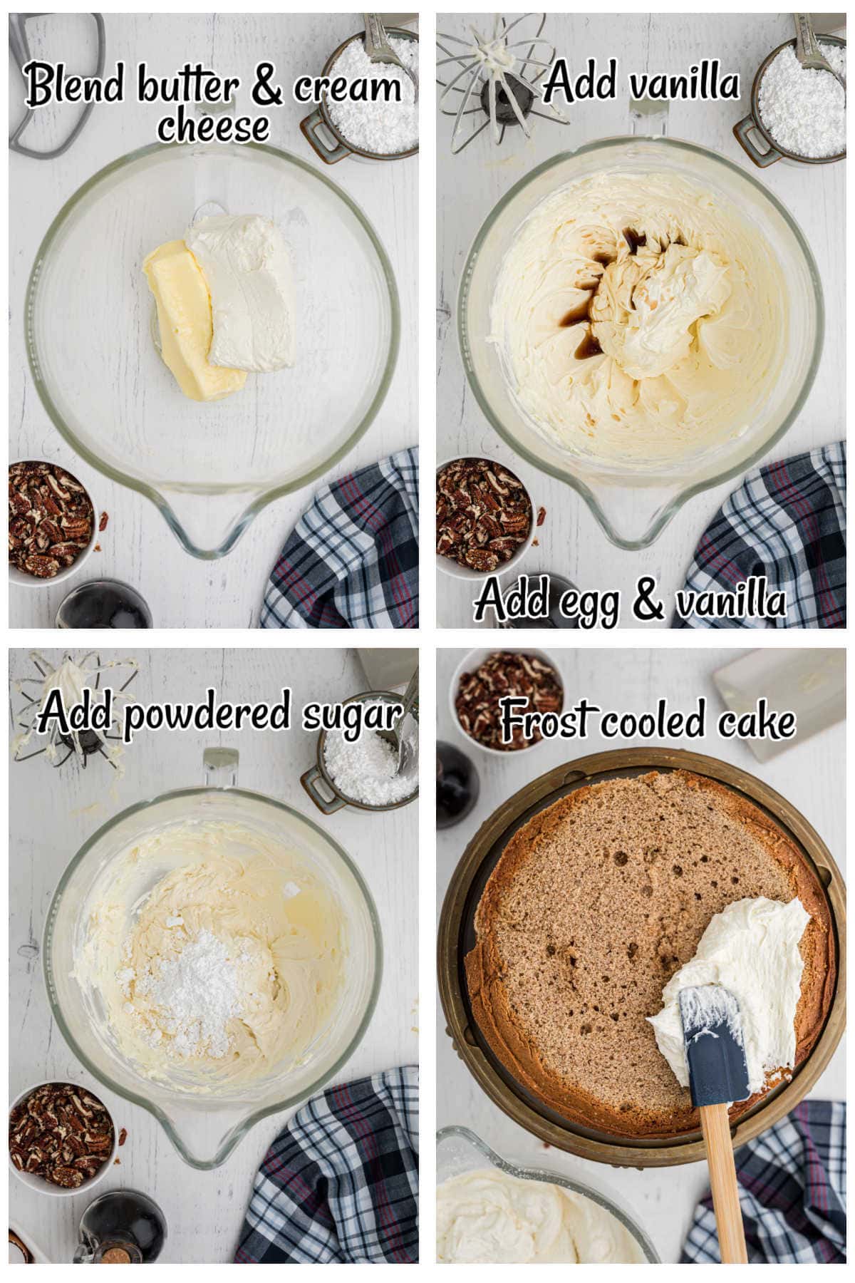 Steps for making the cream cheese frosting.