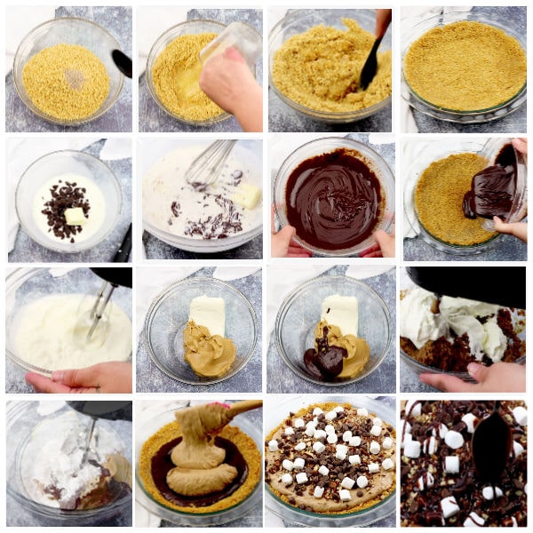 step by step images of making a mississippi mud pie