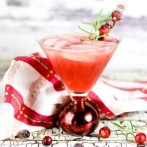 cranberry cocktail with cranberry garnish