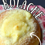 Cream cheese kolache with text overlay for Pinterest.