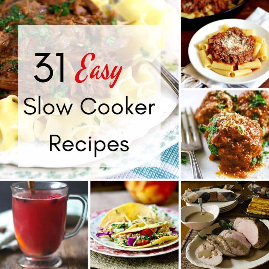 A collage of slow cooker recipe images.