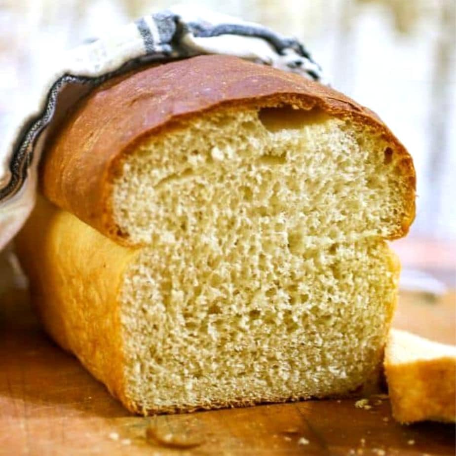 Buttermilk bread sliced to show texture.