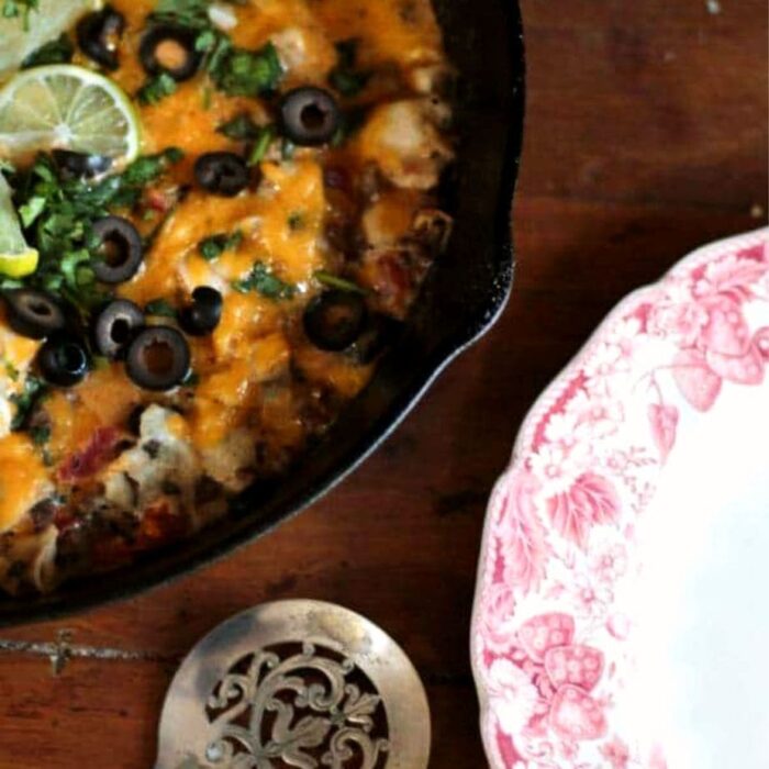 Closeup of beef taco skillet dinner