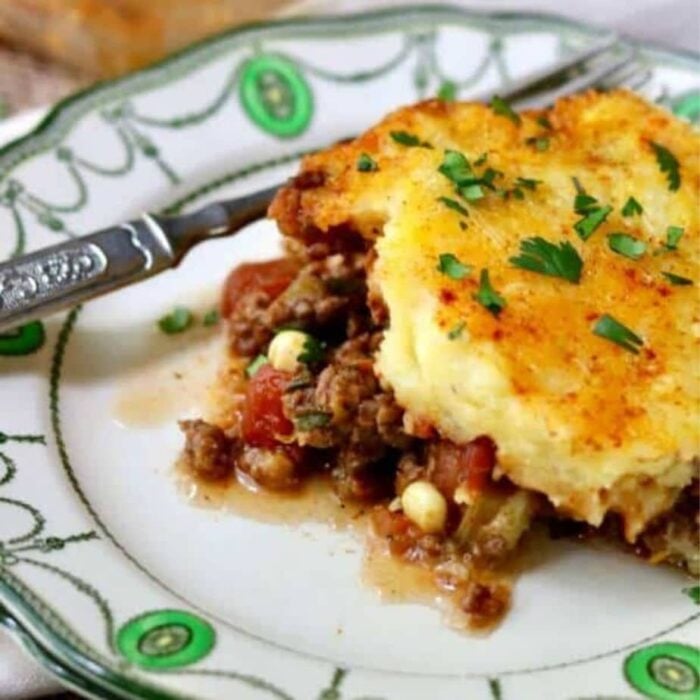 Closeup of tamale pie.