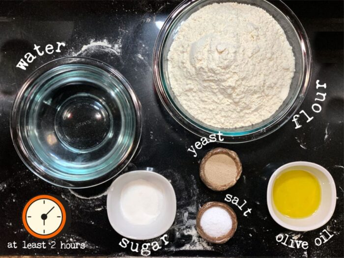 Ingredients for pizza dough recipe