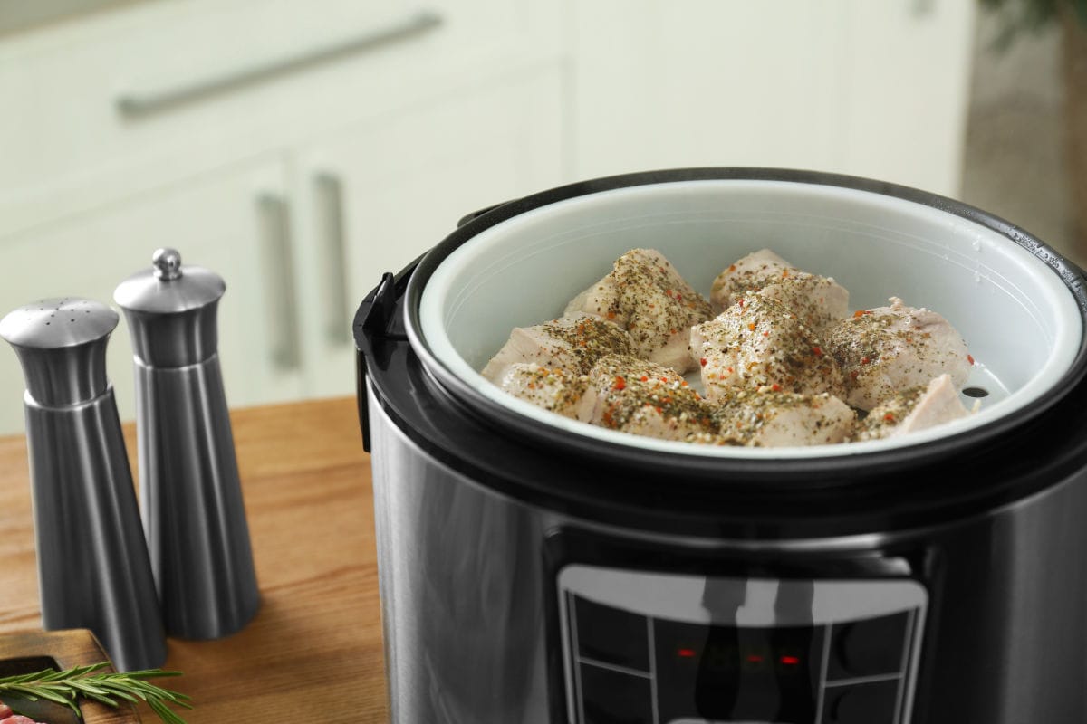 Chicken in a slow cooker.