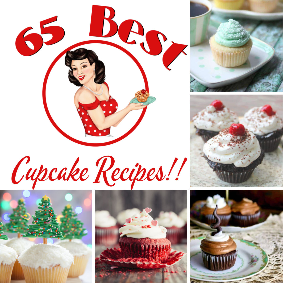 Collage of cupcake images with post title.