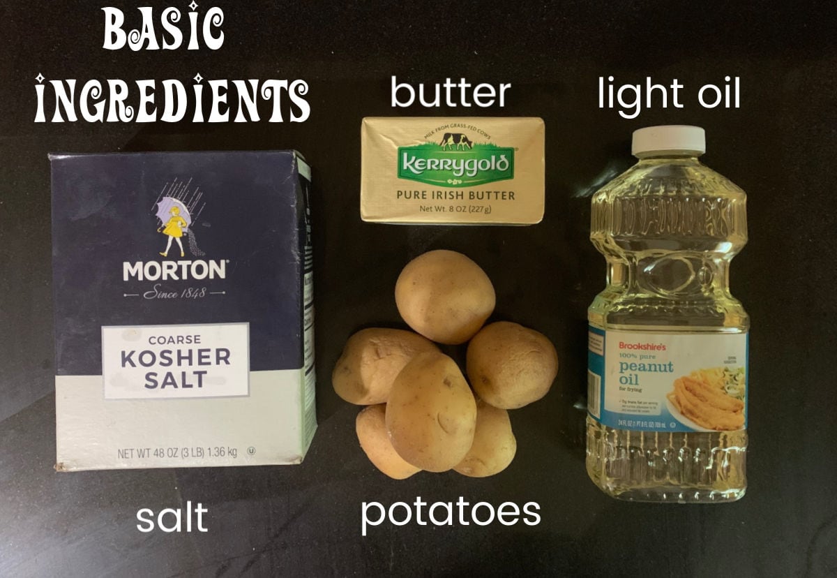 Labeled ingredients for fried potatoes.