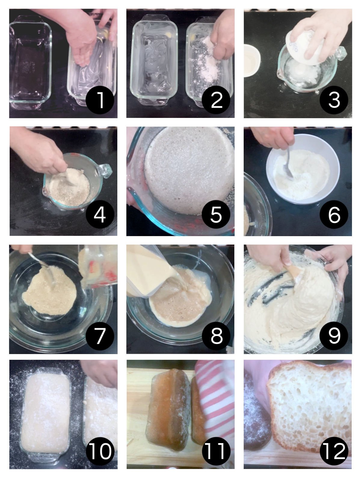 Step by step images for making the bread.