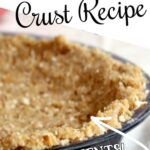 Crumb crust with text overlay for Pinterest