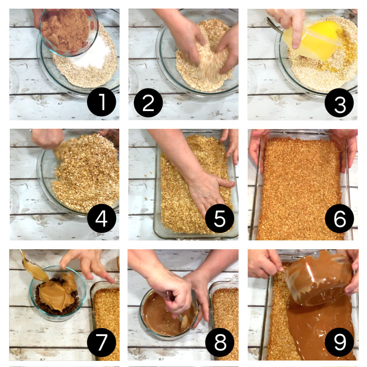Step by step images for making the bars.