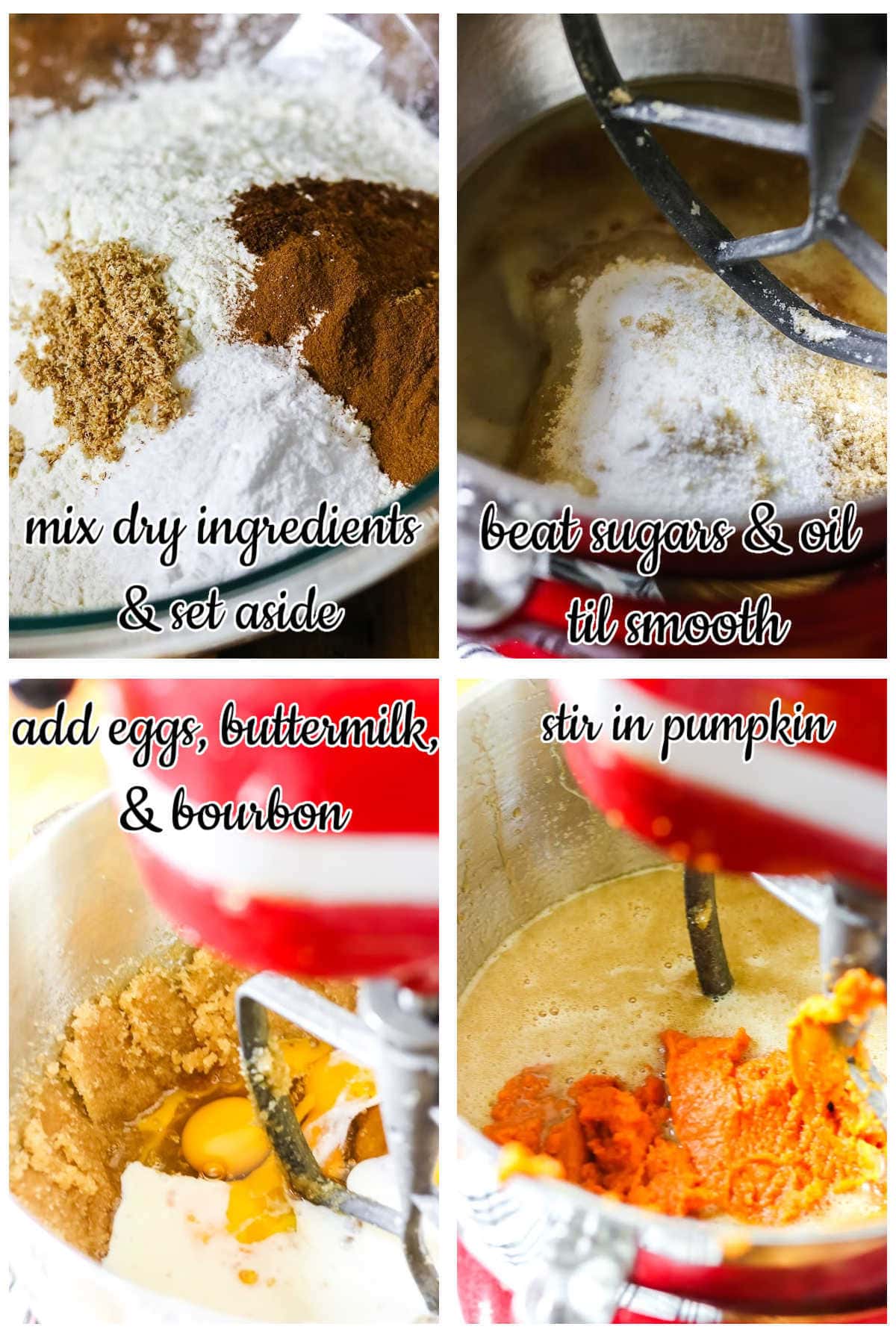 Steps to make pumpkin bread.