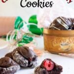 Cookies in a gift tin with a text overlay for Pinterest