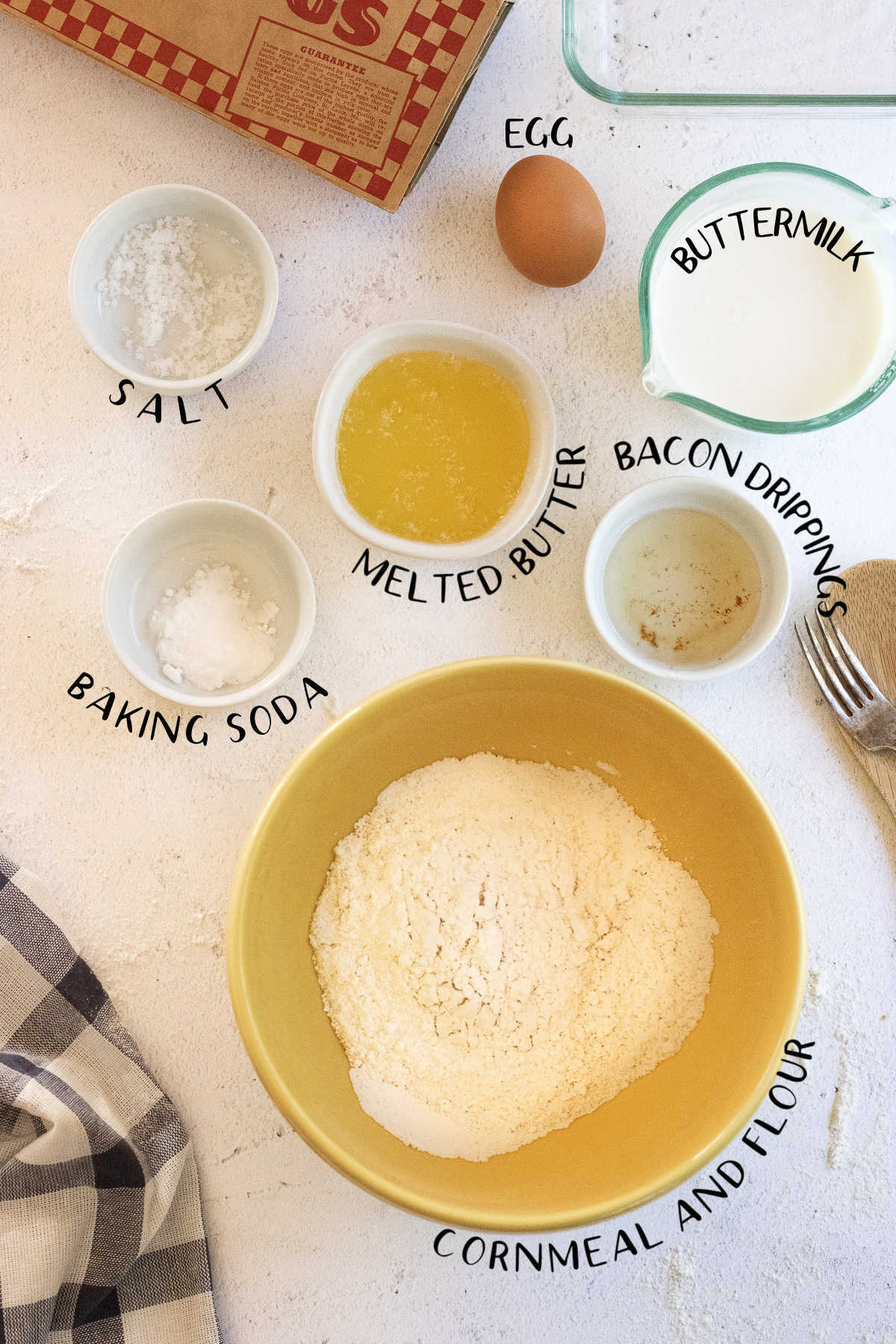 Ingredients for cornbread.