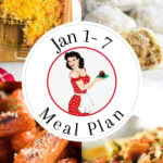 Collage of images from the January 1-7 meal plan for pinning to Pinterest.