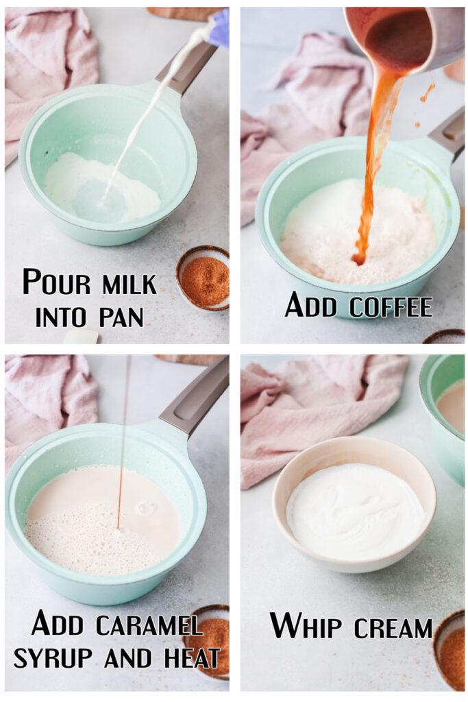 Step by step images for making the latte recipe.