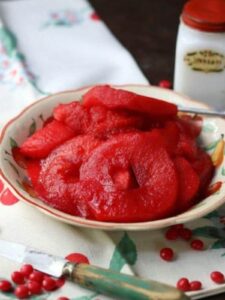 Cinnamon spiced apples in a bowl.