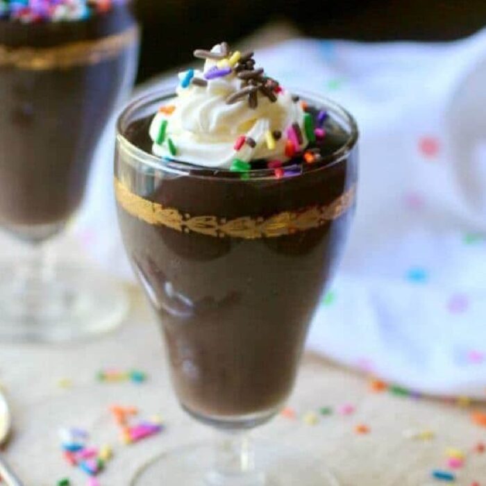 Chocolate pudding in a glass.